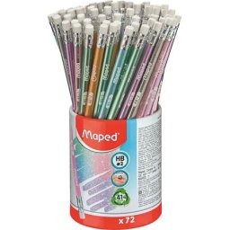 MAPED Grafitceruza radírral, ceruzatartó, HB, háromszögletű, MAPED "Black'Peps Glitter Deco", vegyes pasztell színek