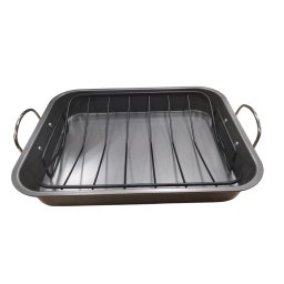 Tepsi + grillrács 38 29 5,5 cm tapadásmentes bevonattal W08969