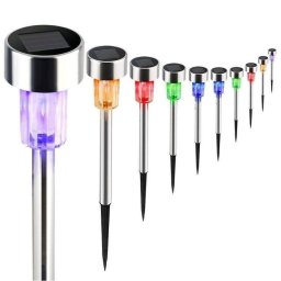 10 db-os Napelemes inox kerti RGB LED lámpa, 36 cm