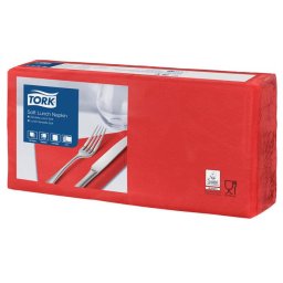 TORK Szalvéta, 1/4 hajtogatott, 3 rétegű, 32,5x32,8 cm, Advanced, TORK "Soft Lunch", vörös
