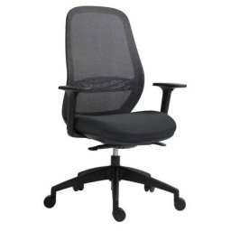 MAYAH Irodai szék, karfás, fekete szövetborítás, feszített hálós háttámla, fekete lábkereszt, MAYAH "Mid Chair II", fekete