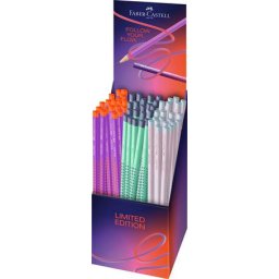 FABER-CASTELL Grafitceruza display, B, háromszögletű, FABER-CASTELL "Grip 2001 Flow", vegyes színek