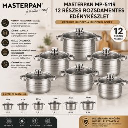 MASTERPAN MP-5119 Rozsdamentes Edénykészlet - 12 Részes Prémium Fazékszett