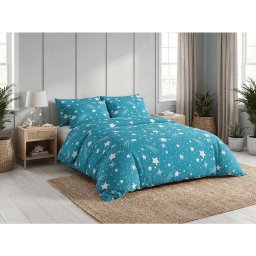 Krepp ágynemű NIGHT SKY POLY türkiz Ágyneműhuzat mérete: 70 x 90 cm | 140 x 220 cm