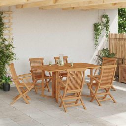 vidaXL Kert étkező szett 7 pcs Barna Tömör Teakfa
