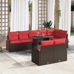 vidaXL Kerti Kanapé Szett tárolóval 9 pcs Barna Poli rattan