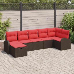 vidaXL Kerti Kanapé Szett párnával tárolóval 7 pcs Barna polirattan
