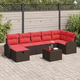 vidaXL Kerti Kanapé Szett párnával tárolóval 8 pcs Barna polirattan