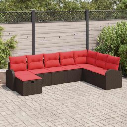 vidaXL Kerti Kanapé Szett párnával tárolóval 8 pcs Barna Poli rattan