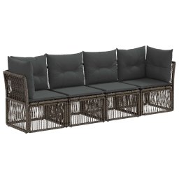 vidaXL Kerti Kanapé Szett 4 pcs Szürke polirattan