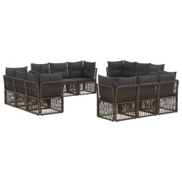 vidaXL Kerti Kanapé Szett 12 pcs Szürke polirattan
