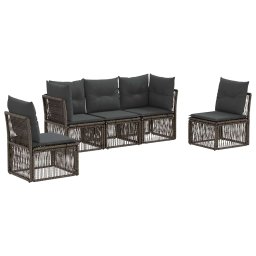 vidaXL Kerti Kanapé Szett 5 pcs Szürke polirattan