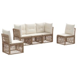 vidaXL Kerti Kanapé Szett 5 pcs Bézs polirattan