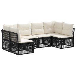 vidaXL Kerti Kanapé Szett 6 pcs Fekete polirattan
