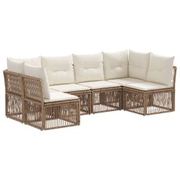 vidaXL Kerti Kanapé Szett 6 pcs Bézs polirattan