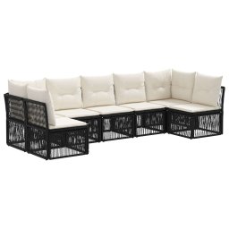 vidaXL Kerti Kanapé Szett 7 pcs Fekete polirattan