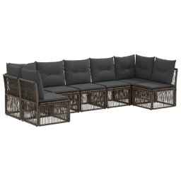 vidaXL Kerti Kanapé Szett 7 pcs Szürke polirattan