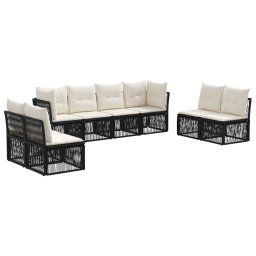 vidaXL Kerti Kanapé Szett 8 pcs Fekete polirattan