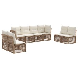 vidaXL Kerti Kanapé Szett 8 pcs Bézs polirattan