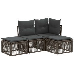 vidaXL Kerti Kanapé Szett 4 pcs Szürke polirattan
