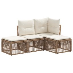 vidaXL Kerti Kanapé Szett 4 pcs Bézs polirattan