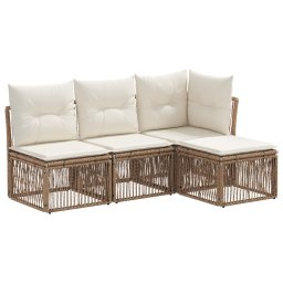 vidaXL Kerti Kanapé Szett 4 pcs Bézs polirattan