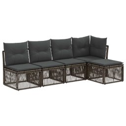 vidaXL Kerti Kanapé Szett 5 pcs Szürke polirattan