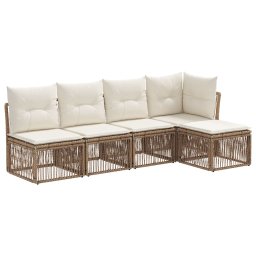 vidaXL Kerti Kanapé Szett 5 pcs Bézs polirattan