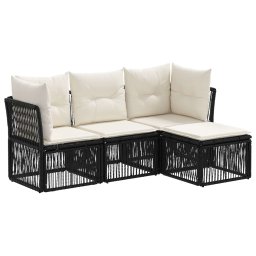 vidaXL Kerti Kanapé Szett 4 pcs Fekete polirattan