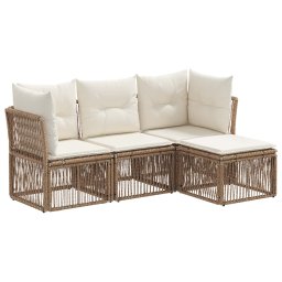 vidaXL Kerti Kanapé Szett 4 pcs Bézs polirattan