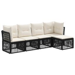 vidaXL Kerti Kanapé Szett 5 pcs Fekete polirattan