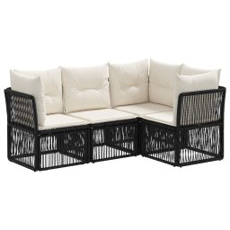 vidaXL Kerti Kanapé Szett 4 pcs Fekete polirattan