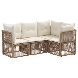 vidaXL Kerti Kanapé Szett 4 pcs Bézs polirattan