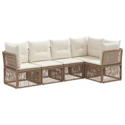 vidaXL Kerti Kanapé Szett 5 pcs Bézs polirattan
