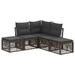 vidaXL Kerti Kanapé Szett 5 pcs Szürke polirattan