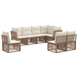 vidaXL Kerti Kanapé Szett 8 pcs Bézs polirattan