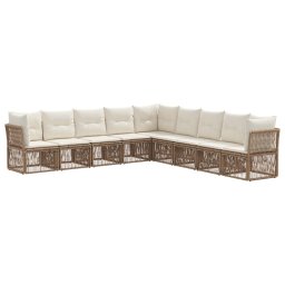 vidaXL Kerti Kanapé Szett 9 pcs Bézs polirattan