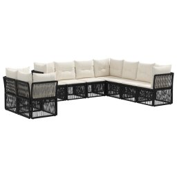 vidaXL Kerti Kanapé Szett 9 pcs Fekete polirattan