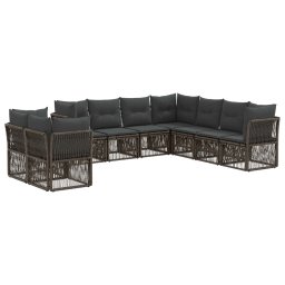 vidaXL Kerti Kanapé Szett 9 pcs Szürke polirattan