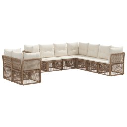 vidaXL Kerti Kanapé Szett 9 pcs Bézs polirattan