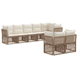 vidaXL Kerti Kanapé Szett 8 pcs Bézs polirattan