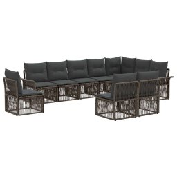 vidaXL Kerti Kanapé Szett 10 pcs Szürke polirattan