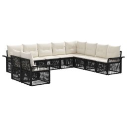 vidaXL Kerti Kanapé Szett 10 pcs Fekete polirattan