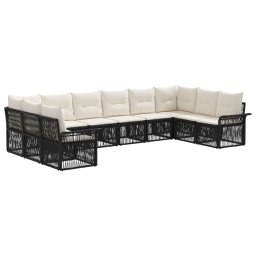 vidaXL Kerti Kanapé Szett 10 pcs Fekete polirattan