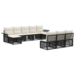 vidaXL Kerti Kanapé Szett 10 pcs Fekete polirattan