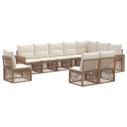 vidaXL Kerti Kanapé Szett 10 pcs Beige és Krémszínű polirattan