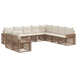 vidaXL Kerti Kanapé Szett 10 pcs Beige és Krémszínű polirattan