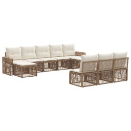 vidaXL Kerti Kanapé Szett 10 pcs Beige és Krémszínű polirattan