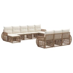 vidaXL Kerti Kanapé Szett 10 pcs Beige és Krémszínű polirattan