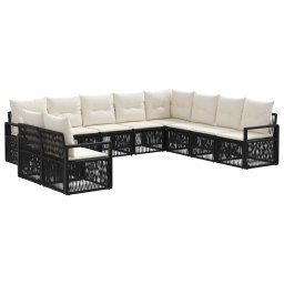 vidaXL Kerti Kanapé Szett 10 pcs Fekete polirattan